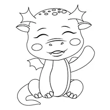 Waving Baby Dragon Coloring Page Black & White