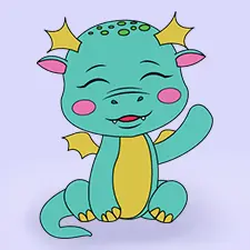 Waving Baby Dragon  Coloring Page
