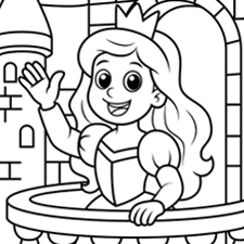 Waving Princess Coloring Page