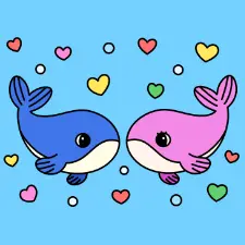 Whale Lovers Coloring Page