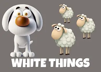 White Things - A white dog and a white sheep