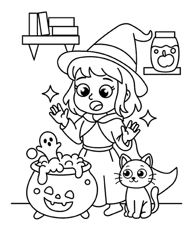 Witch Cauldron Coloring Page