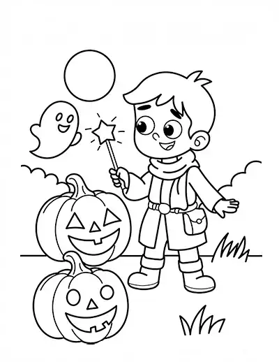 Wizard Pumpkins Coloring Page