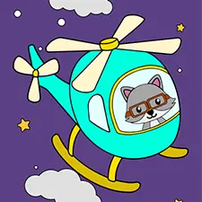Wolf Flying Helicopter Coloring Page