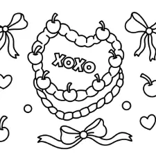 XOXO Cake Coloring Page