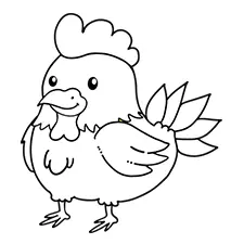 Yellow Chicken Coloring Page Black & White