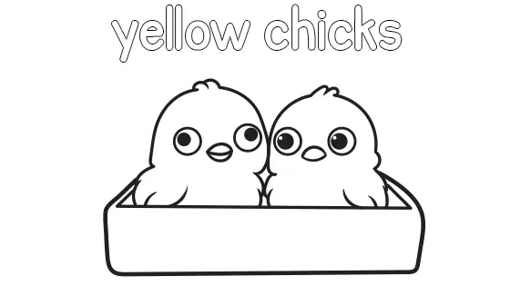 Yellow Chicks Coloring Page