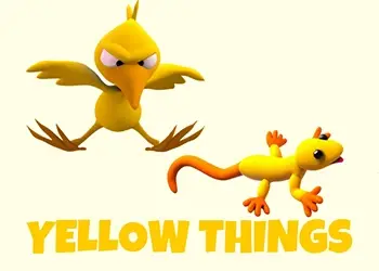 Yellow Things - A yellow bird and a yellow lizard