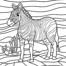 Zebra In The Desert Coloring Page Black & White