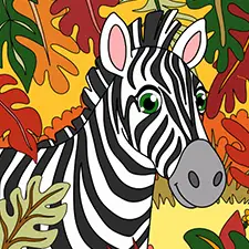 Zebra In The Jungle Coloring Page Color
