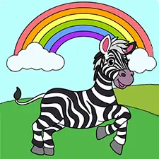 Zebra With A Rainbow Coloring Page Color