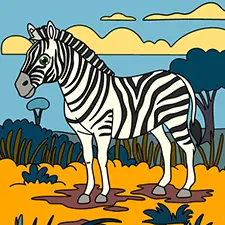 Zebra On Safari Coloring Page Color