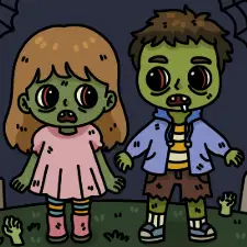 Zombie Kids Coloring Page